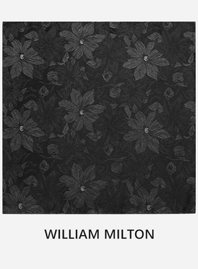WILLIAM MILTON山野栀子暗花真丝口袋巾男士轻奢方巾商务休闲礼盒