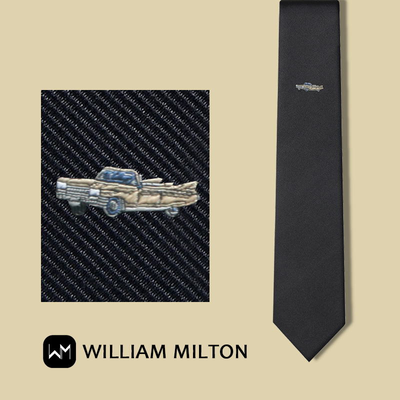 WILLIAM MILTON意大利风格桑蚕丝手工刺绣复古汽车领带男士礼盒装 服饰配件/皮带/帽子/围巾 领带 原图主图