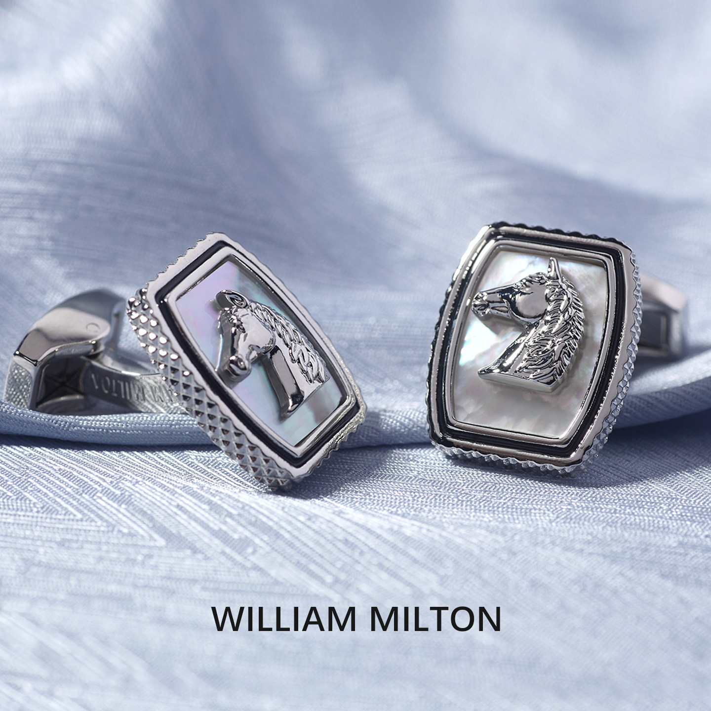 WILLIAM MILTON马到成功袖扣男士轻奢贝母浮雕高端袖口钉定制礼盒