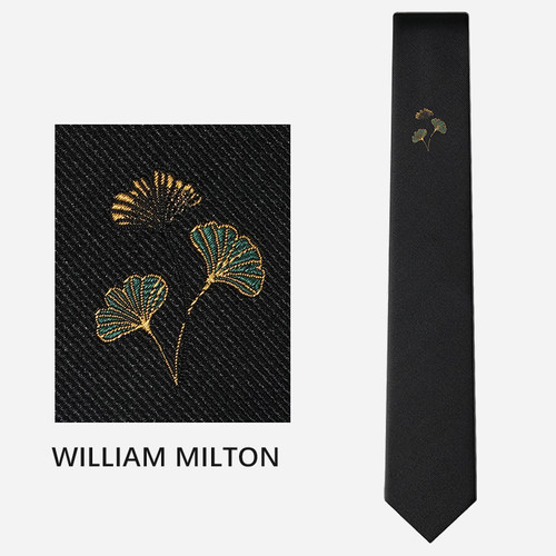 WILLIAMMILTON国风真丝刺绣领带