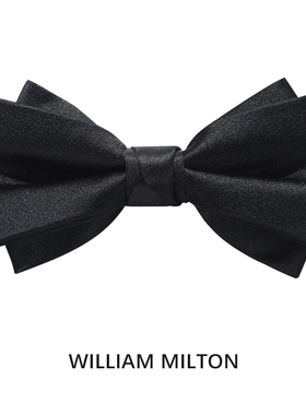 WILLIAM MILTON男士桑蚕丝经典双层光面正装商务宴会婚庆领结礼盒