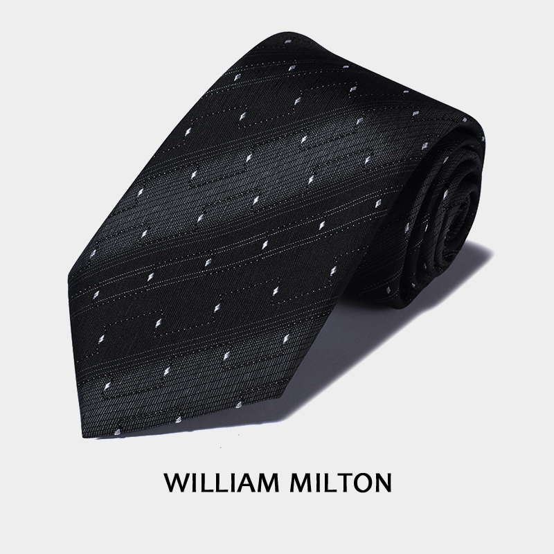 WILLIAMMILTON黑灰渐变真丝领带