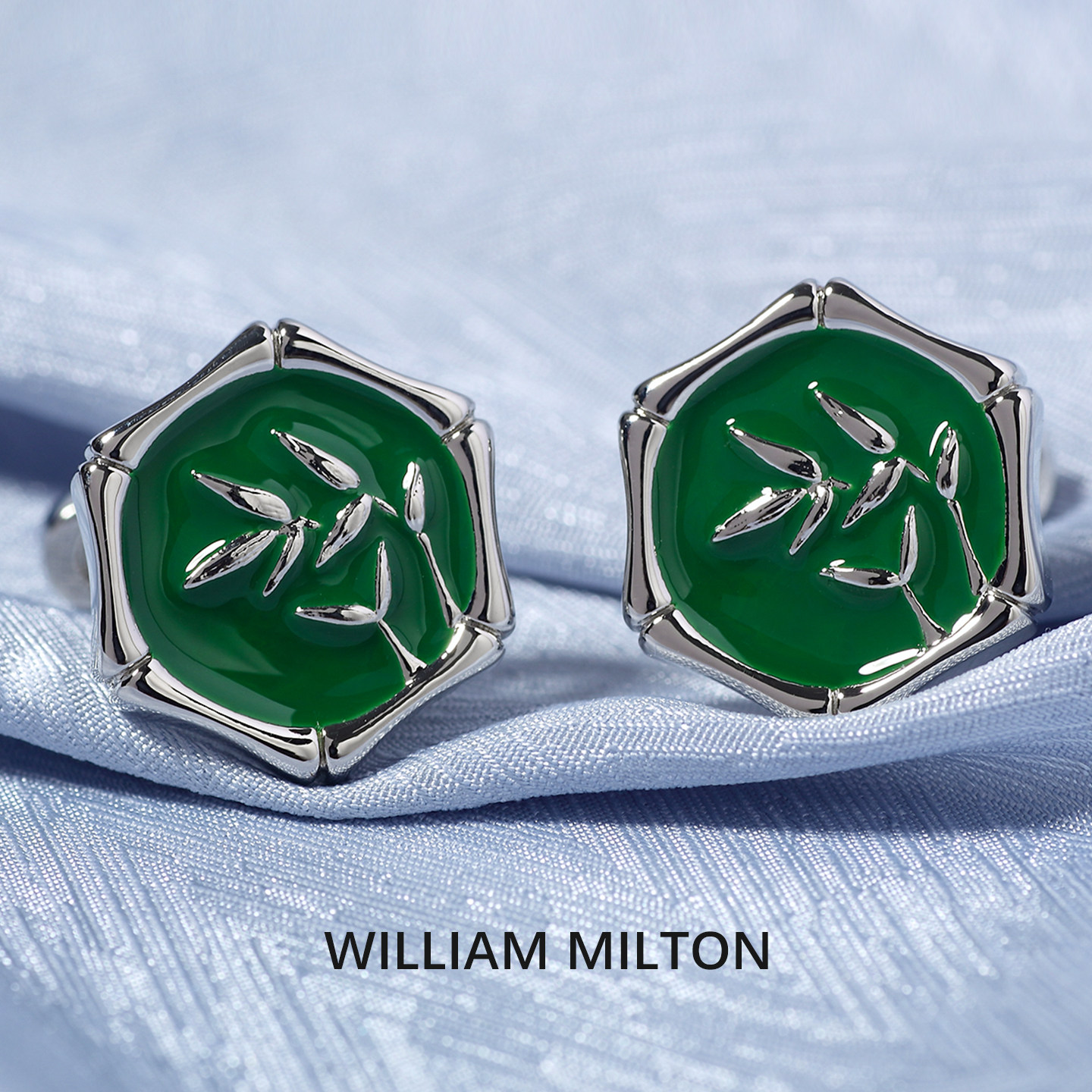 WILLIAM MILTON国风设计感清风竹韵袖扣男士高端礼物法式袖钉礼盒