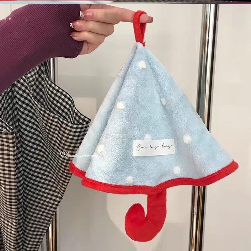 挂式吸水珊瑚双层擦毛巾洗手间擦手巾绒加厚可爱帕儿童圣诞树布手