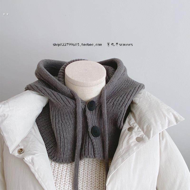 秋冬纯色扣子针织围脖一体帽子 卫衣棉服外套百搭造型连帽假领子,服饰配件/皮带/帽子/围巾,帽子,淘宝优惠券,粉丝福利购,淘宝优惠卷