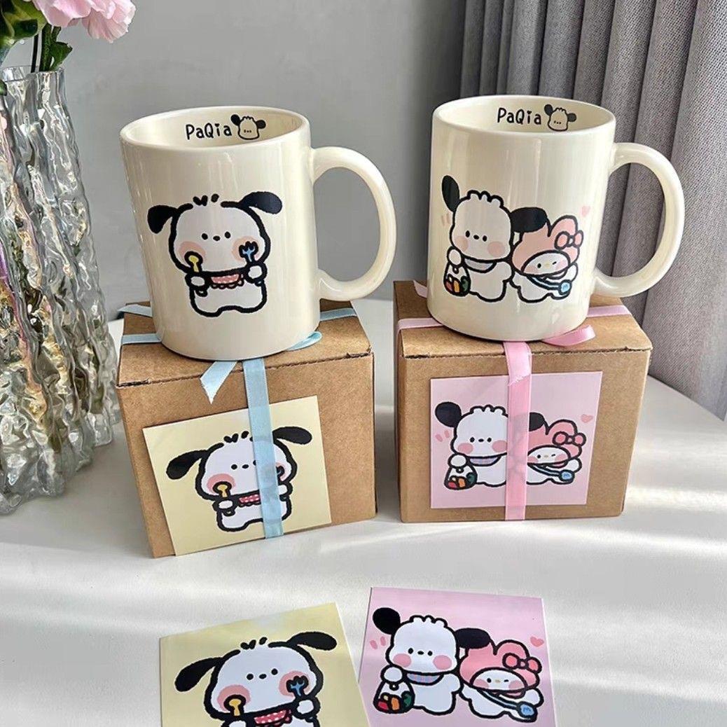 马克杯小狗陶瓷杯子带盖勺家用情侣早餐杯咖啡杯生日礼物礼盒装