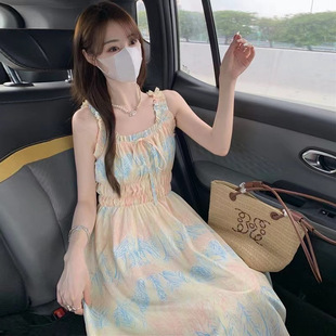 新款 甜美度假风吊带连衣裙女2025夏季 夏日多巴胺初恋超仙气质长裙
