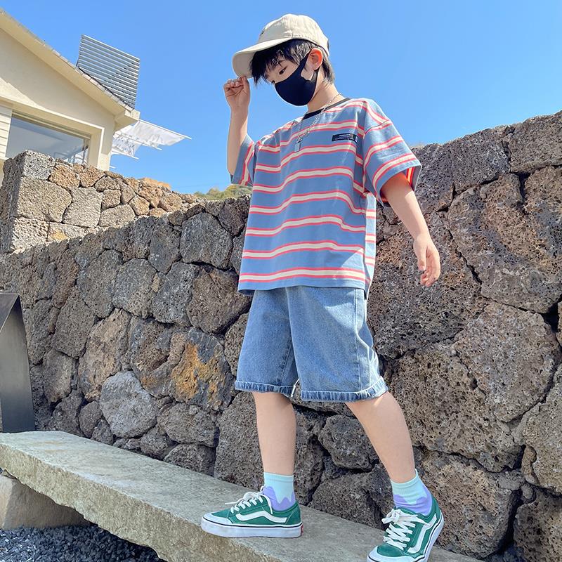 男童夏装套装2025新款洋气大童夏天男孩短袖儿童薄款夏季两件套潮