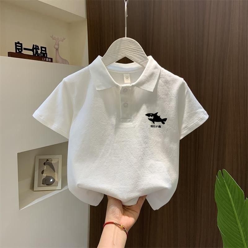 儿童纯棉polo衫夏季2025新款宝宝洋气翻领短袖T恤男女童白色上衣