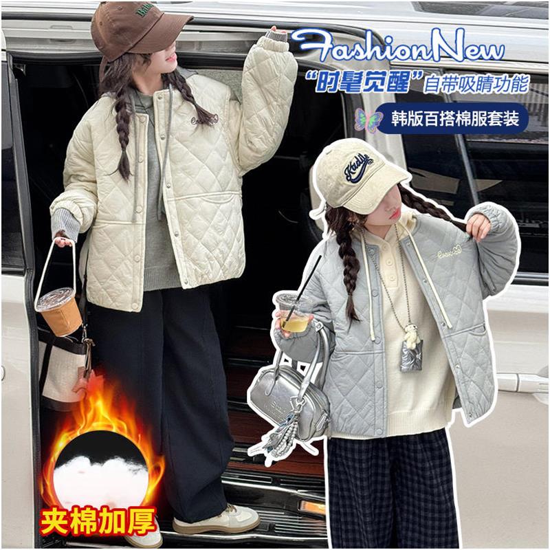女童棉衣外套2025新款洋气时髦夹棉加厚中大童儿童休闲百搭棉服冬