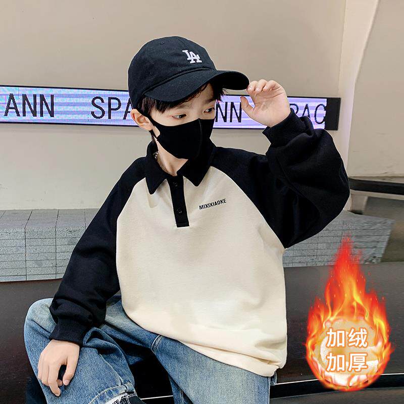 男童春装POLO衫儿童T恤长袖春秋卫衣薄款2025新款开春翻领上衣潮t