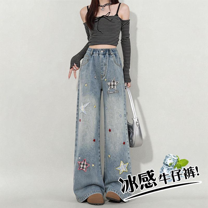 女童宽松牛仔裤夏季薄款2026新款儿童洋派夏天长裤女大童夏装裤子