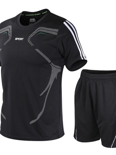 男夏季 运动套装 宽速干衣单件T恤松健身跑步透气休闲服训练两件套