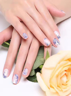 incoco中国元素指甲油膜贴纸可拆卸ins花纹美甲贴克莱因蓝椭圆diy