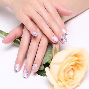 incoco中国元素指甲油膜贴纸可拆卸ins花纹美甲贴克莱因蓝椭圆diy