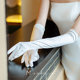 法式 复古简约白色素缎面长款 手套新娘结婚纱礼服造型写真拍照手套