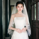 新娘结婚头纱高清透硬网单层带梳子蕾丝花边头纱轻纱礼服拍照头饰