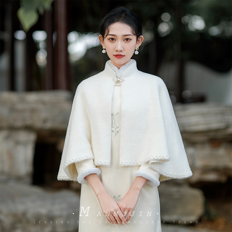 披风配旗袍外搭开衫披肩秋冬保暖