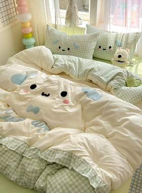 2025新款纯棉四件套全棉卡通被套床单被罩韩版公主学生宿舍三件套