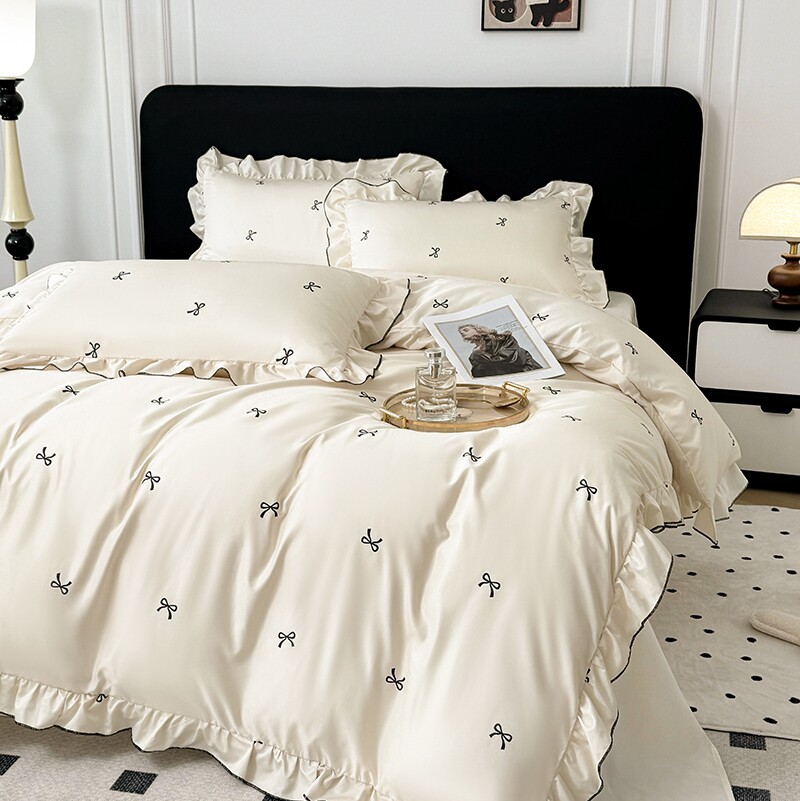 2026新款夏季轻奢真丝四件套花边韩版冰丝学生宿舍床单被套三件套