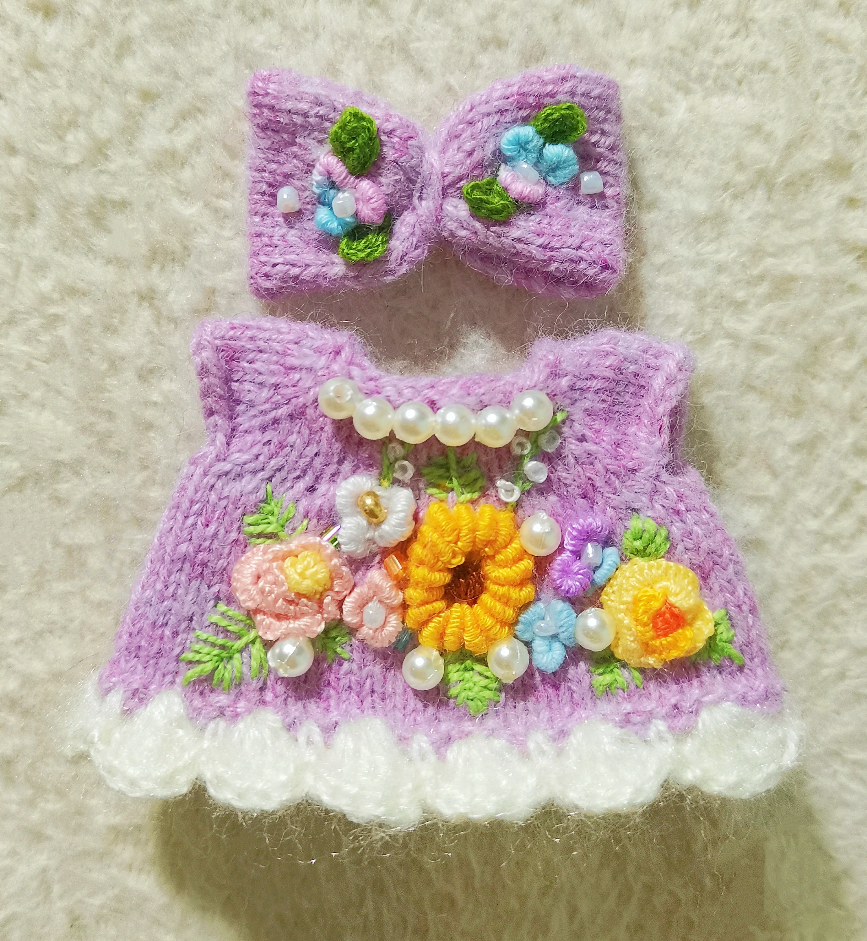 玩偶娃衣棒针熊毛线编织毛衣刺绣可爱裤子送礼礼物穿搭配饰