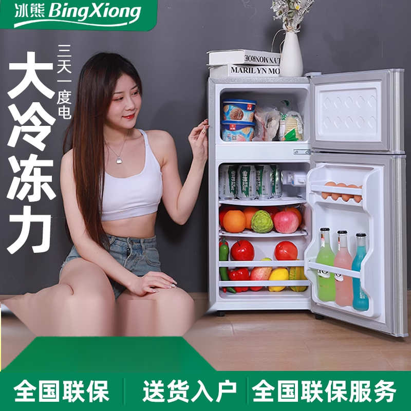 冰熊小冰箱家用小型宿舍租房用冷冻冷藏迷你双开门电冰箱一级节能