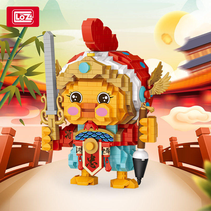 LOZ闻鸡起舞中国积木成人高难度拼装玩具中华成语国潮模型摆件女