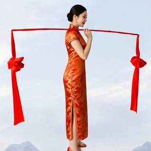 回娘家专用红扁担红绸扁担挑花篮舞台表演道具扁担入伙乔迁婚庆用