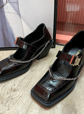 Flapper S Y2K甜酷风细链条中高跟玛丽珍单鞋