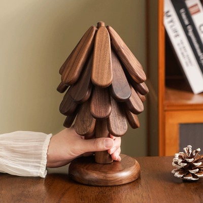 黑胡桃一棵树隔热垫实木防烫耐热垫形创意圣诞树餐桌锅垫餐垫摆件