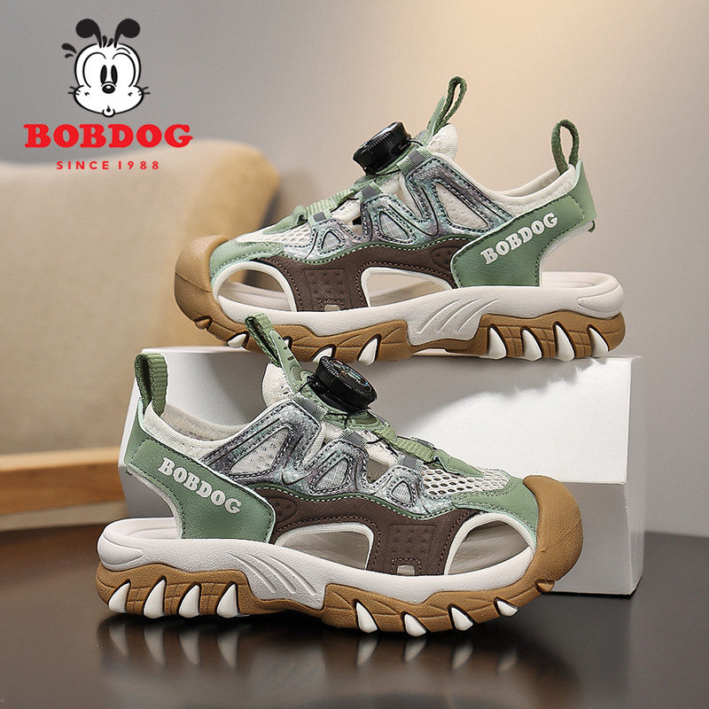 巴布豆官方正品男童包头凉鞋夏季2026新款软底防滑学生儿童沙滩鞋