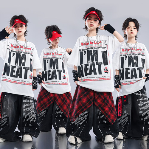 街舞儿童潮服少儿服装hiphop童装舞蹈表演男孩演出服男童宽松套装