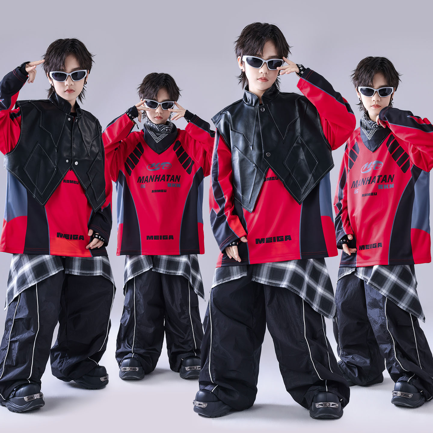 元旦儿童喜庆演出服架子鼓男童帅气套装少儿街舞服装hiphop童装酷