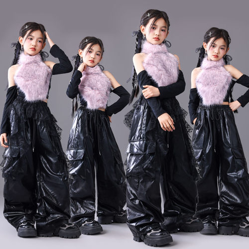 爵士舞服装女童潮酷时髦冬季儿童走秀潮服少儿爵士演出服女团套装