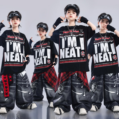 街舞儿童潮服少儿服装hiphop童装舞蹈表演男孩演出服男童宽松套装
