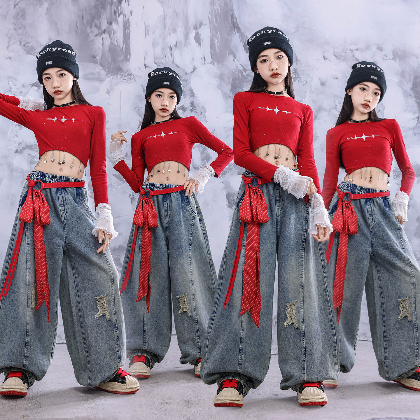 爵士舞女童服装潮酷时髦儿童走秀潮服元旦喜庆演出服女团舞蹈表演