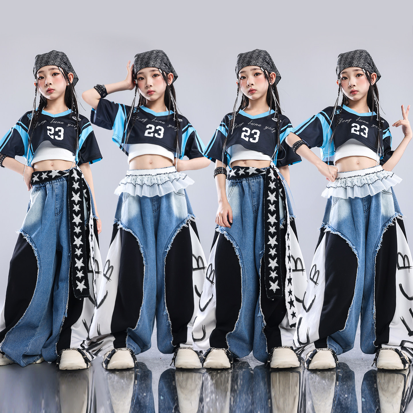 爵士舞服装女童潮酷时髦儿童走秀潮服女孩jazz套装少儿演出服女团图片