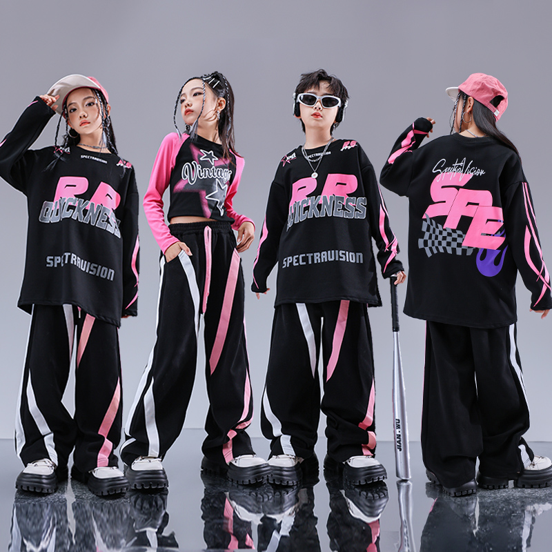 街舞儿童潮服男童嘻哈潮牌hiphop童装少儿服装套装架子鼓演出服酷