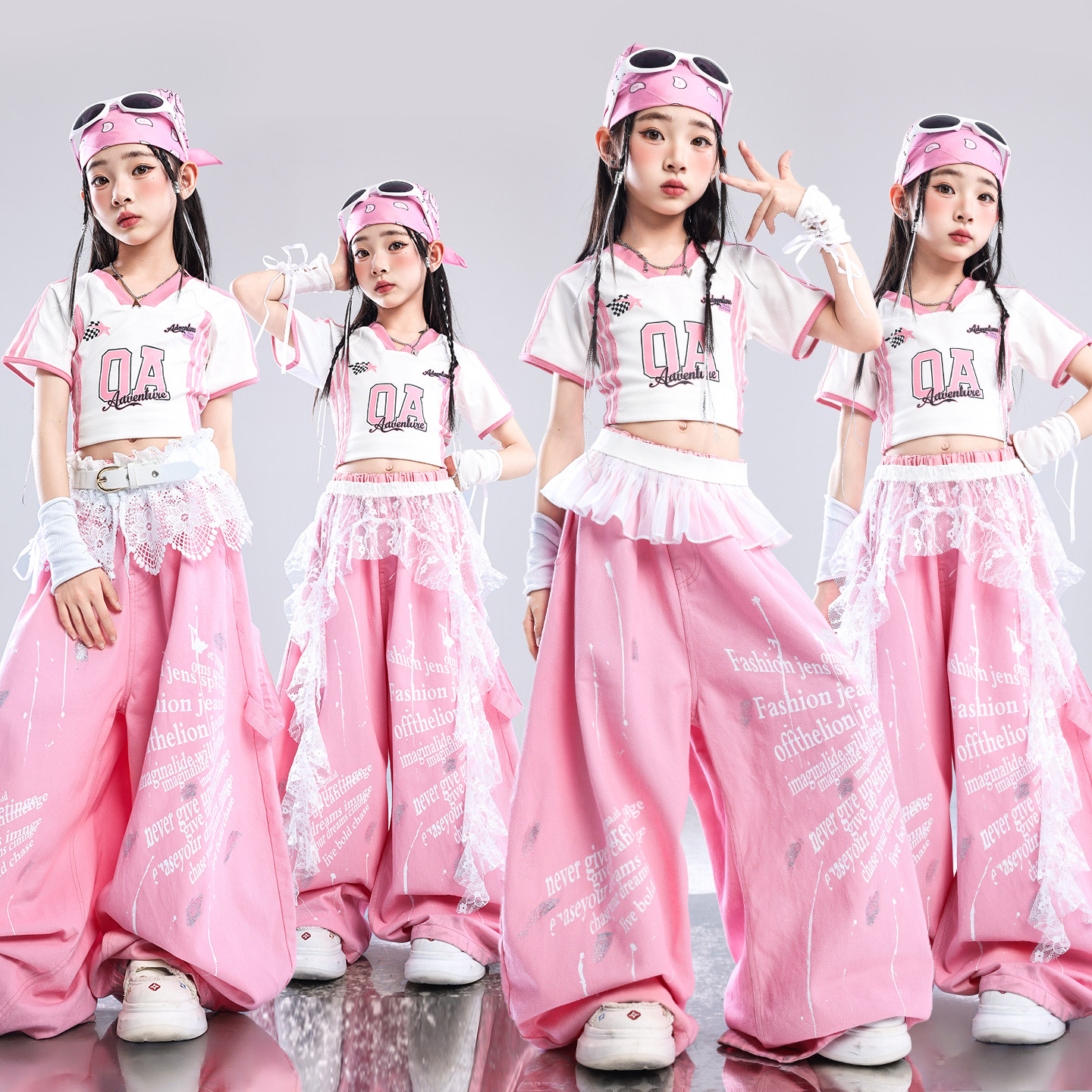 爵士舞服装女童潮酷时髦儿童多巴胺走秀潮服少儿演出服jazz套装女图片