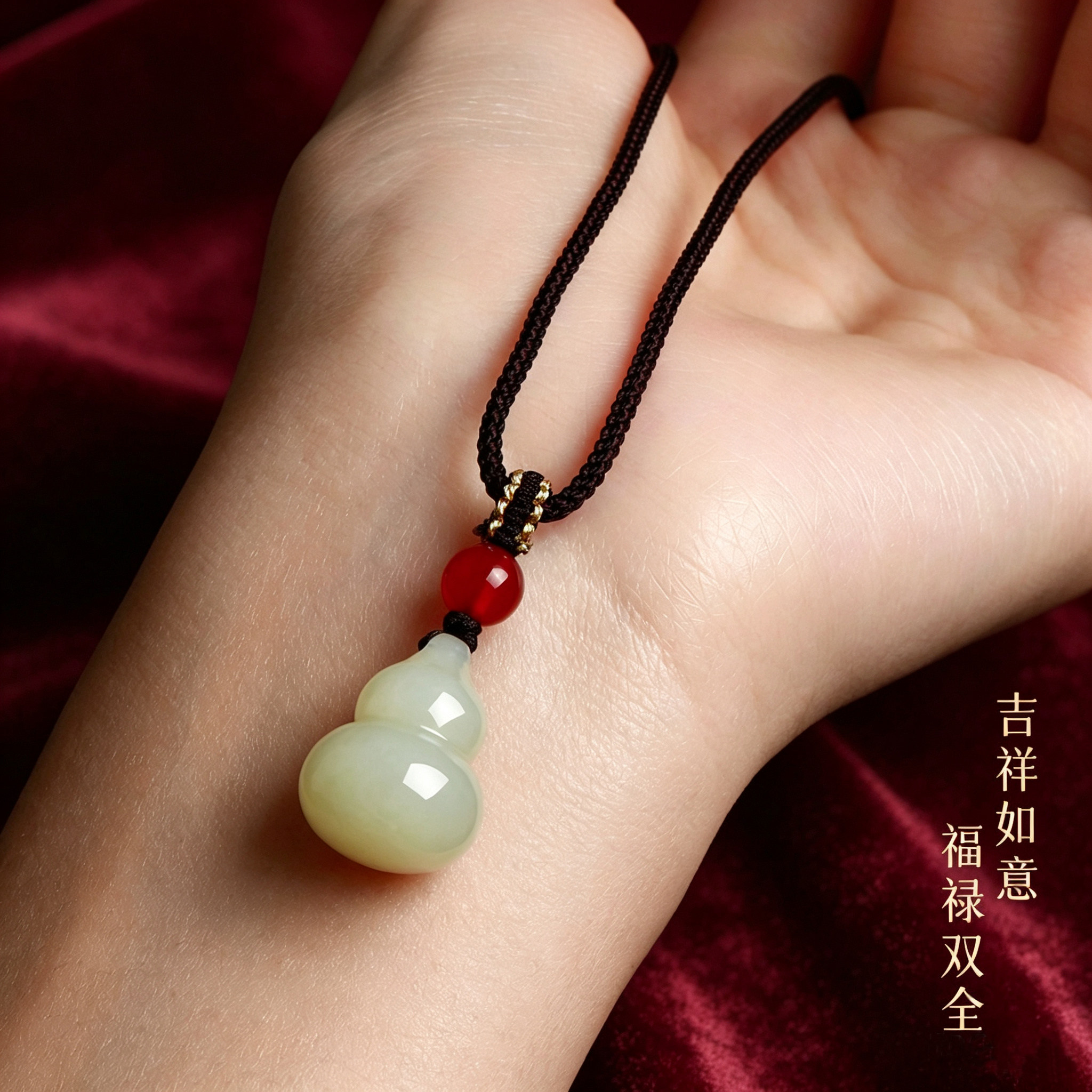 天然和田玉葫芦吊坠保真吉祥如意