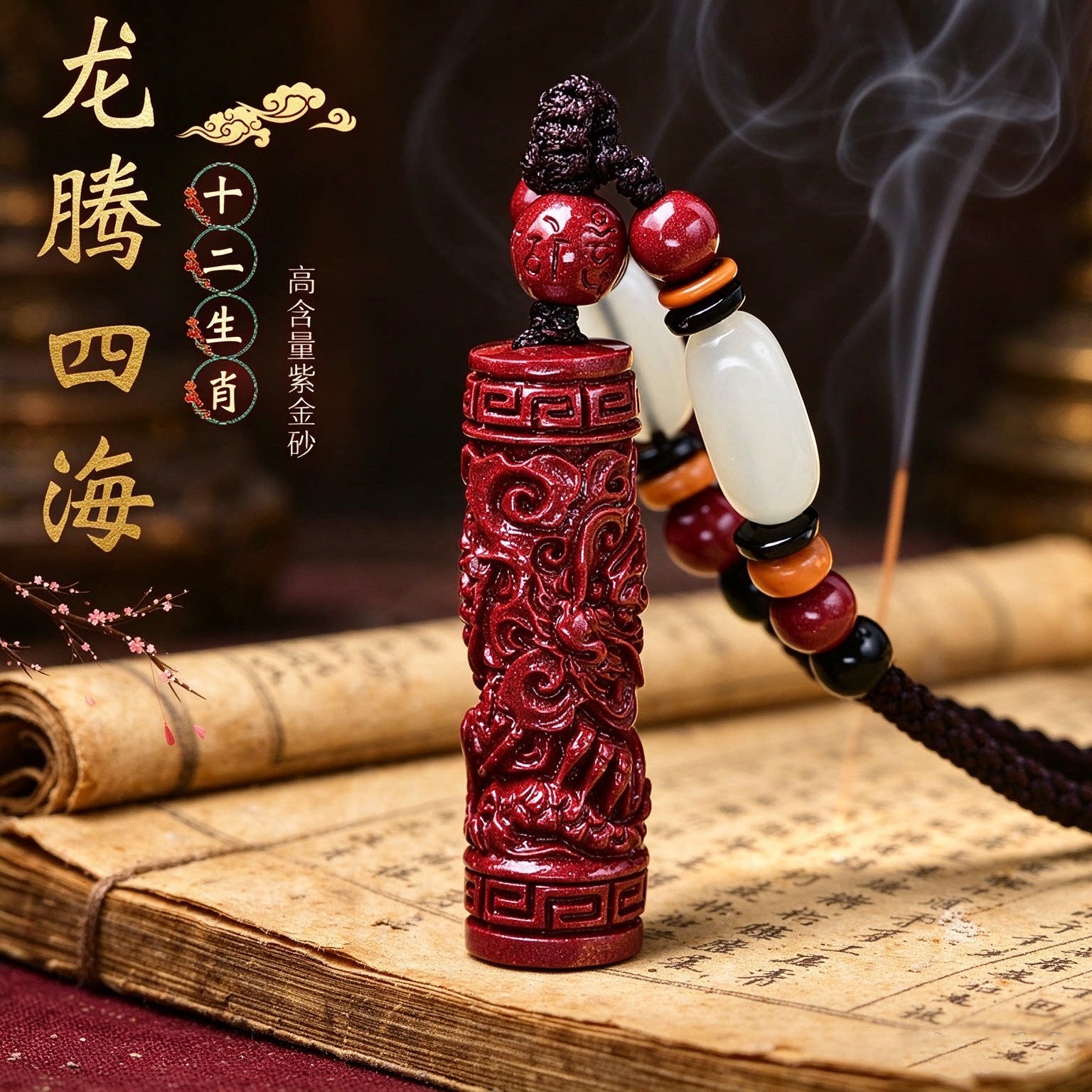 天然保真朱砂十二生肖吊坠女士本命年转运嘎物盒护身符挂件项链男