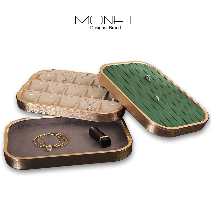 首饰托盘戒指吊坠手镯耳钉收纳展示盘金属看货盘珠宝直播珠宝道具