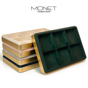 高端珠宝展示盘金属首饰看货托盘戒指项链手镯玉器多用饰品收纳盒