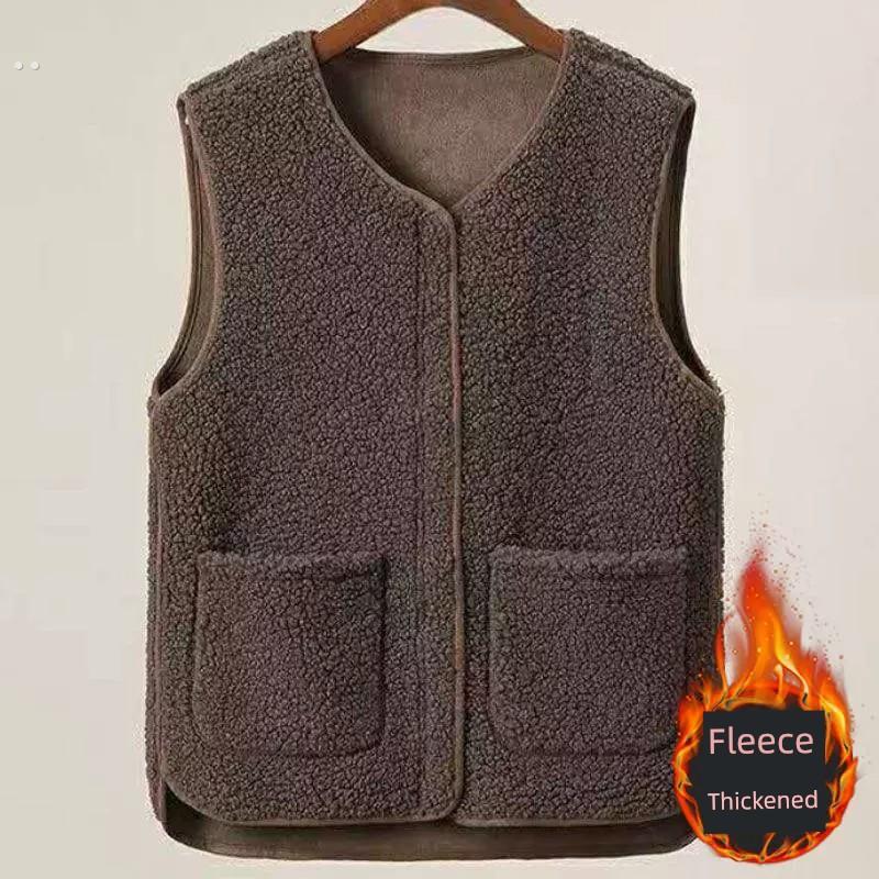 中老年妈妈羊毛背心2023年冬季女装新款大码显瘦冬季背心外衫