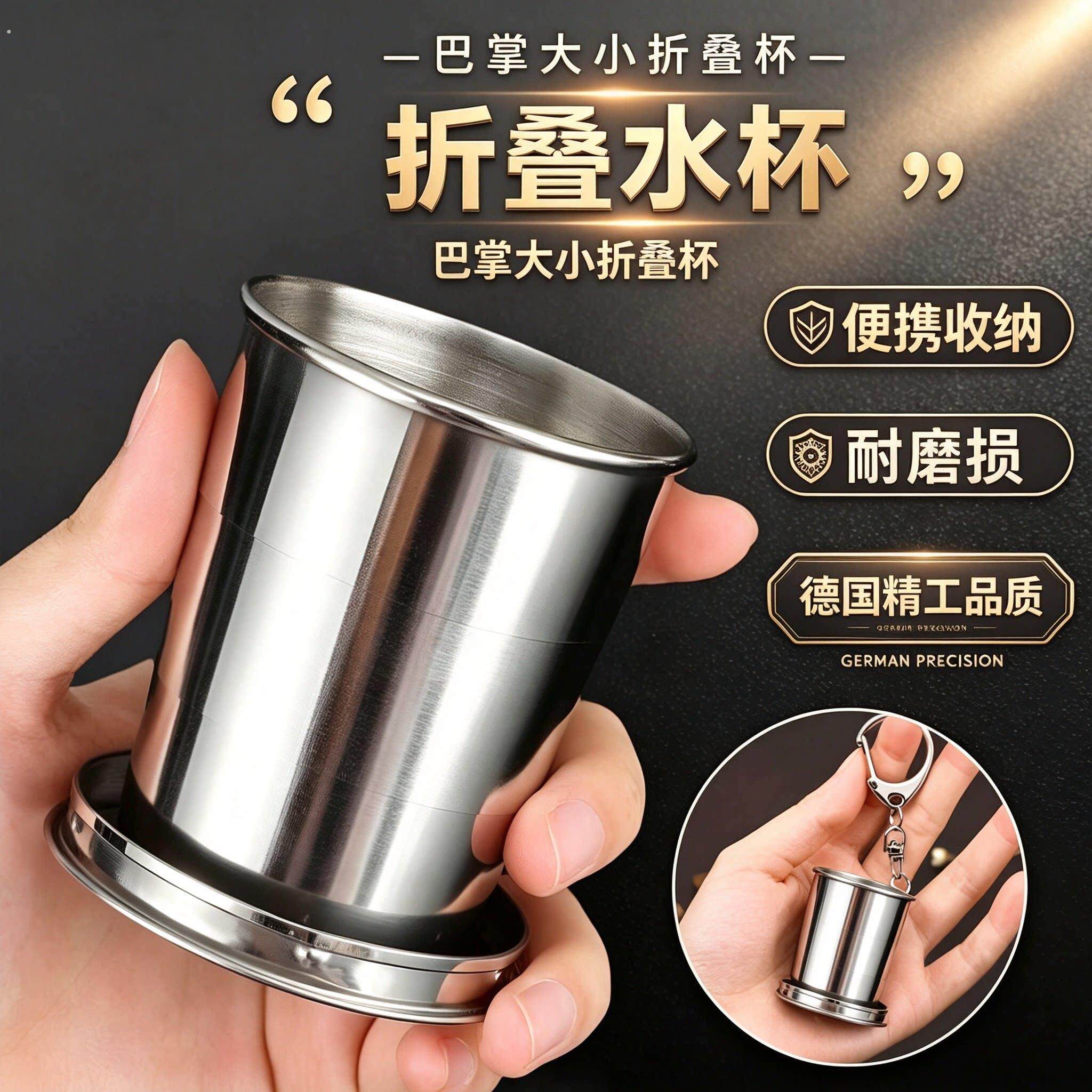 不锈钢折叠杯子可携式耐高温户外旅行伸缩杯新款可水洗漱口随行杯