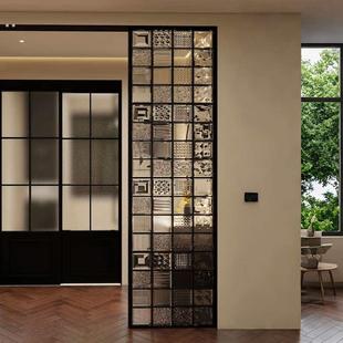 法式复古艺术玻璃砖隔断屏风客厅玄关入户遮挡洗手台干区窗户造景