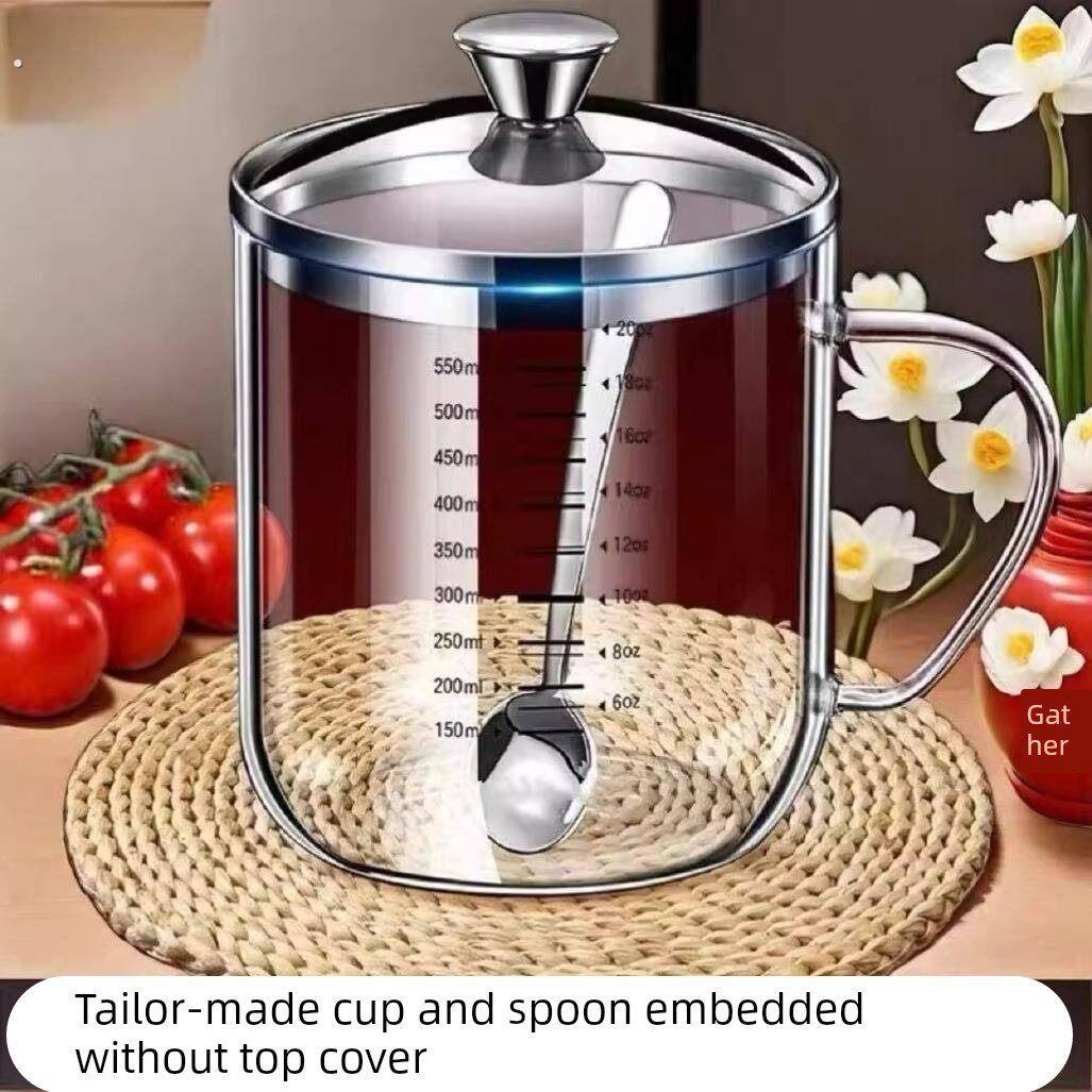 德国高硼硅玻璃双刻度杯子透明耐高温计量杯带盖茶杯喝水杯玻璃杯