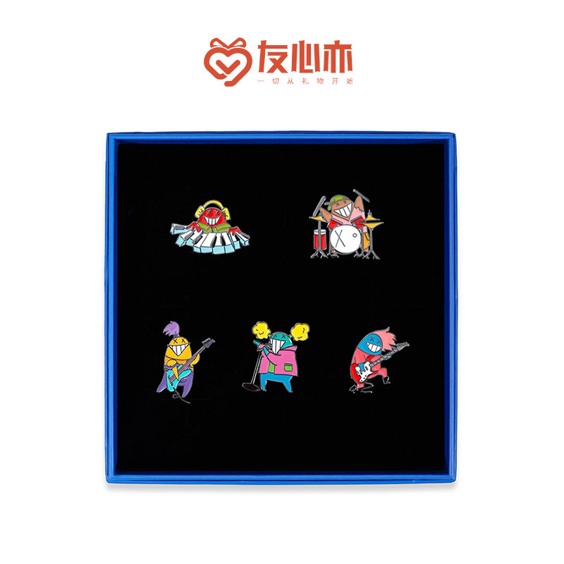 海洛迪指头人可爱卡通欧美摇滚乐队音乐团金属胸针徽章配饰礼品装