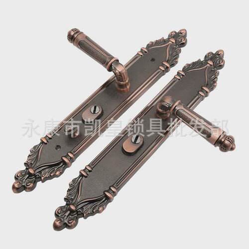 防盗门锌合金把手红古铜入户大门锁双开家用别墅豪华门拉手加厚锁