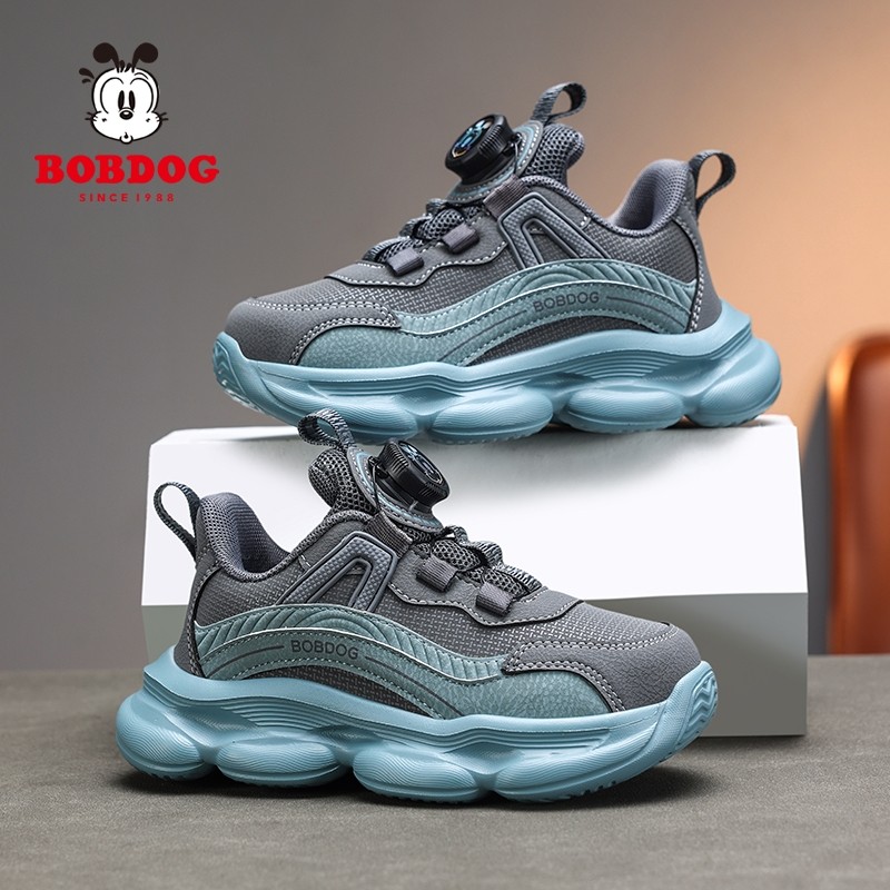 巴布豆童鞋男童运动鞋子2025秋冬季新款皮面防水中大童儿童跑步鞋